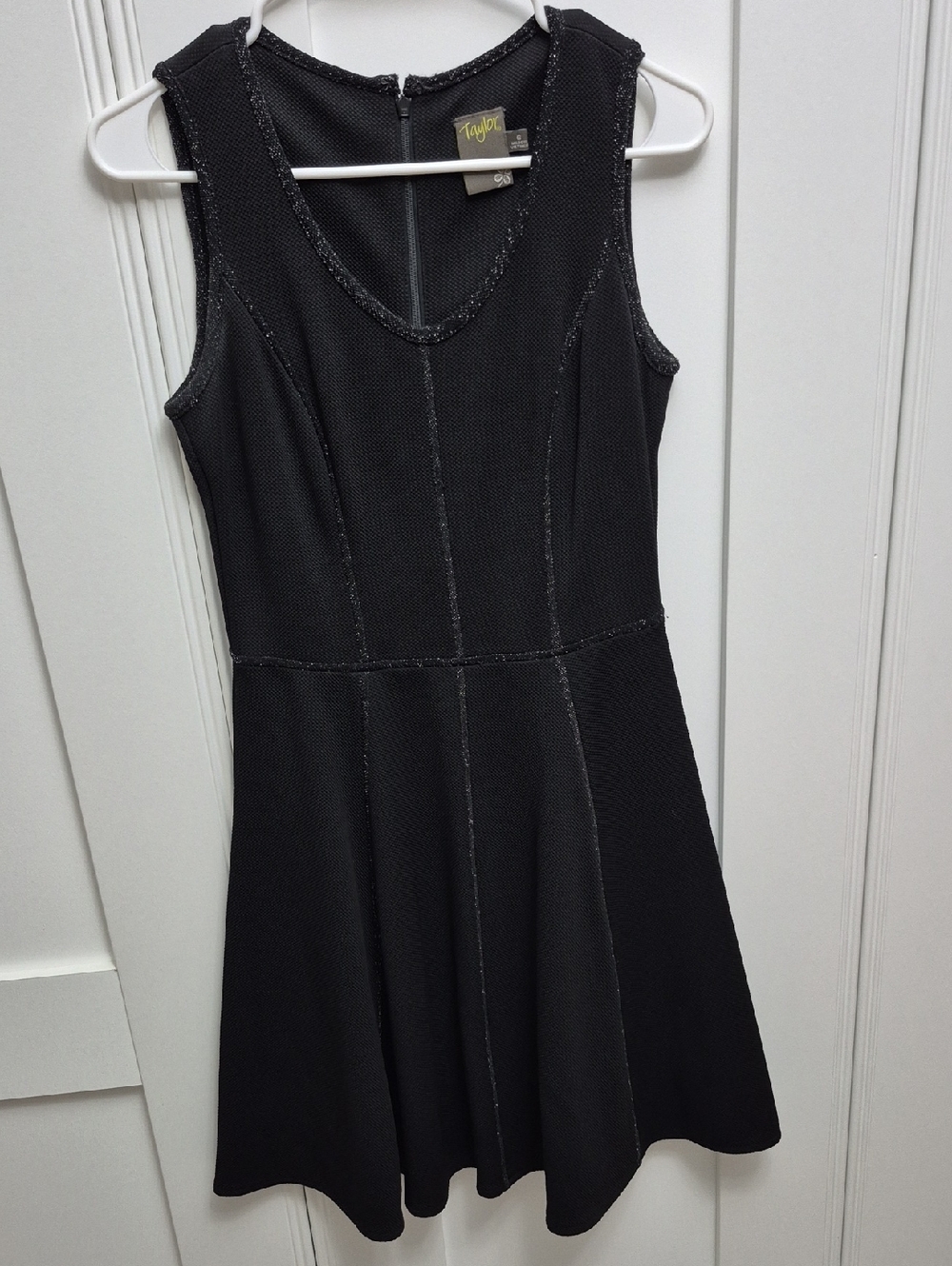 Taylor Black Textured Sleeveless A-Line Mini Dress